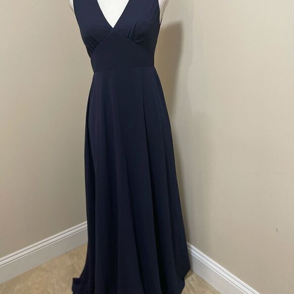 BHLDN Capulet Navy blue chiffon dress size S - Picture 4 of 7
